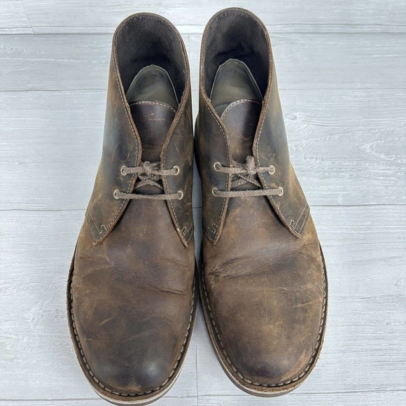 Clarks Bushacre Chukka Desert Boots Men Size 10.5 M Leather Brown Lace Up Shoes‎ - Picture 2 of 13